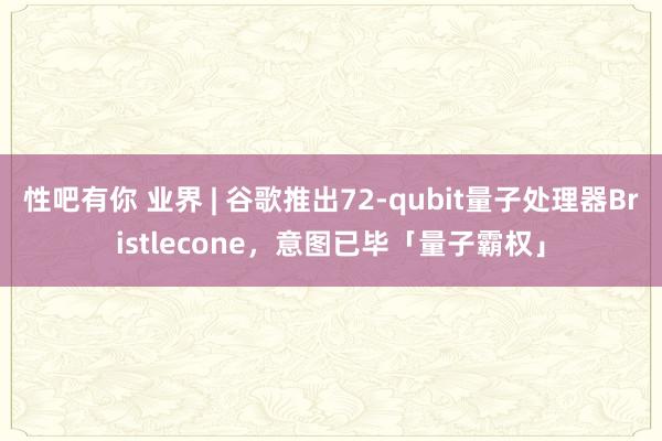 性吧有你 业界 | 谷歌推出72-qubit量子处理器Bristlecone，意图已毕「量子霸权」